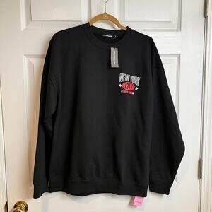 PRETTYLITTLE THING PLT Downtown NYC Graphic Print Sweatshirt Womens Size M Black
